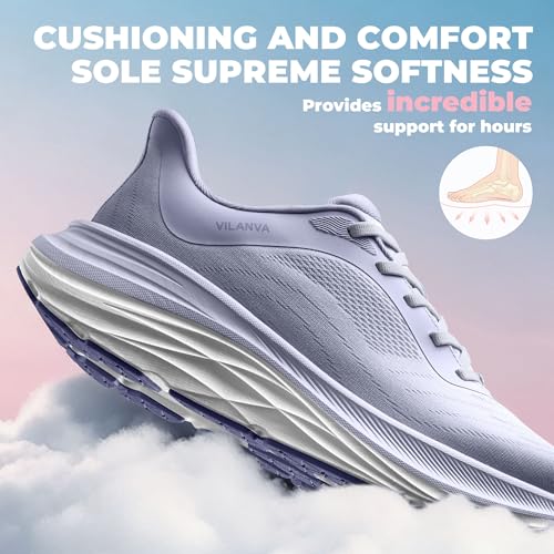Image of Vilanva Women's Comfortable Walking Shoes Cushion Running Tennis Shoes Non-Slip Workout Gym Athletic Breathable Trendy Fashion Sneakers