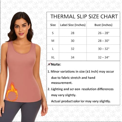 ELEG & STILANCE Thermal Tank Top Womens Fleece Lined Underwear Tops Undershirt for Women Cotton Cami Warm Base Layer Vest Scoop Neck (in, Alpha, S, Skin) - Image 7 thumbnail