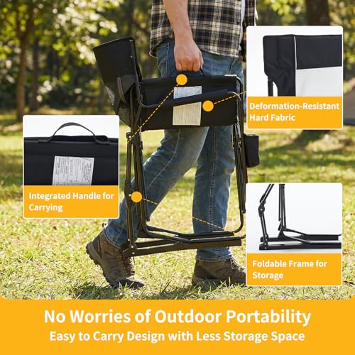 HAPPYMONT Folding Rocking Chair for Adults – Portable Outdoor Camping Chair with Breathable Mesh, Detachable Waterproof Armrests & Cup Holder – Ideal Travel Seat, Black - Image 5