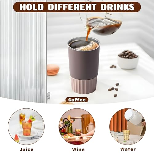 Image of Motka 380ml Stainless Steel Vacuum Insulated Tumbler | Double Wall Travel Mug with Lid | Leakproof Coffee Cup for Hot & Cold Drinks | Portable Sipper |Thermos Flask Outdoor Car & Office (Ivory White)