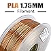 AMOLEN PLA Filament 1.75mm 3D Printer Filament, Silk PLA Filament Multicolor 1.75mm, 20% Real Metal Silk Rainbow 3D Printing Filament 1 kg