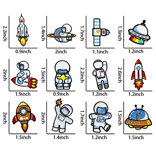 Qusmeiyici 12Pcs Astronaut Rocket Embroidered Applique Patches, Diy Sew On Patch Iron On Patches For Clothing Jackets Jeans Skirts Backpacks Hats Arts Craft Sew Making #TOP1