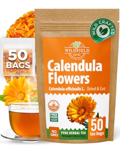 50 Bags Calendula Tea Dried Flowers Herbal Tea (Calendula Officinalis) - 50 Count 1.5 g Flower Herb