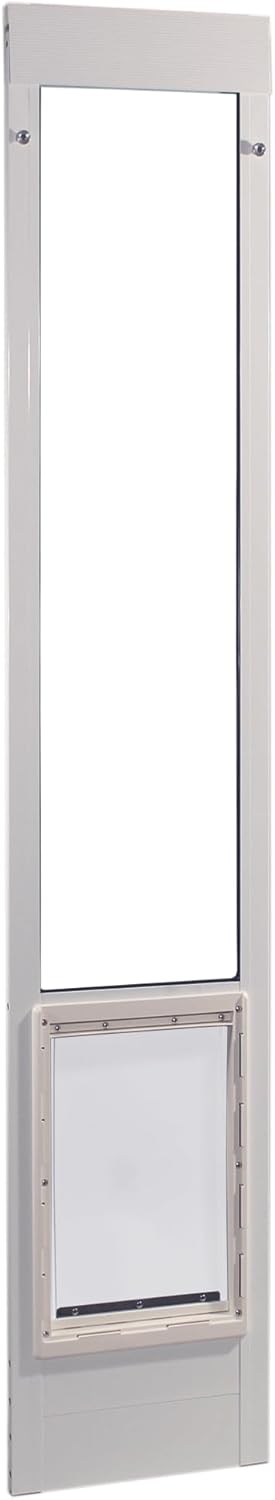 Ideal Pet Products Aluminum Pet Patio Door Insert - Adjustable 77-5/8" to 80-3/8" Height, 15x20" Flap for Dogs up to 120 lbs, Easy Install White