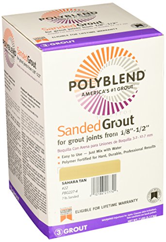 Custom Building Products 22 Polyblend Pbg 7-4 Sanded Tile Grout, 7 Lb, Box, No Sahara Tan, Solid Powder, 7-Pound, 112 Ounce