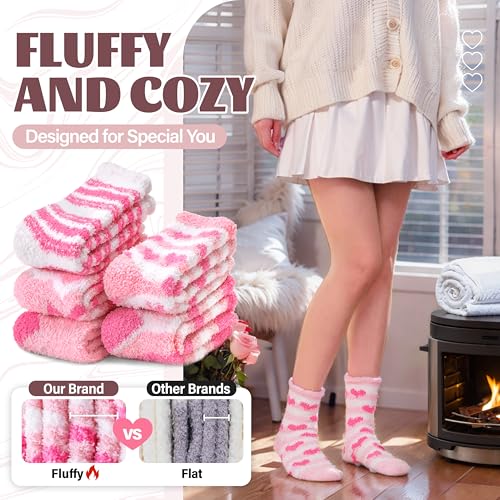 Anlisim Womens Fuzzy Socks Cozy Fluffy Winter Cabin Slipper Warm Fleece Soft Thick Comfy Socks3