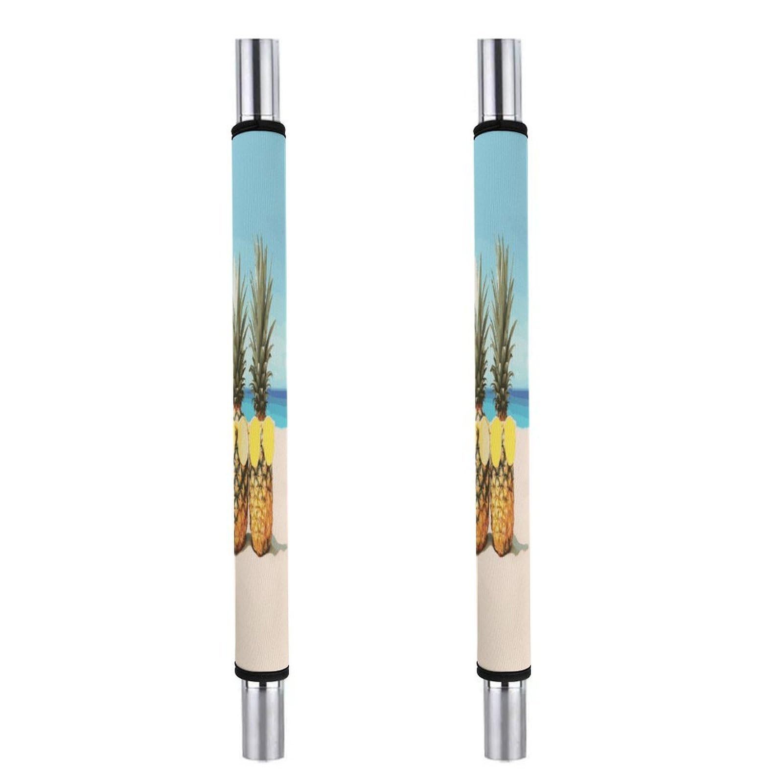 Adfgyerh Style Seaside Beach Yellow Geometric Pineapple Refrigerator Door Handle Covers 2 Pcs, Refrigerator Handle Covers Non-Slip Fridge Handle Covers For Oven Microwave Dishwasher Appliance Door Sleeves