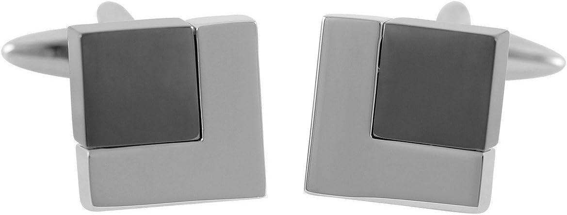 LINDENMANN Cufflinks/Cuff Buttons, Silvery, Gunmetal, with Gift Box, 10225