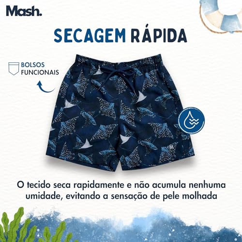MASH INFANTIL Bermuda Short Praia Dryfast Mar Azul Menino, Azul Marinho, GG