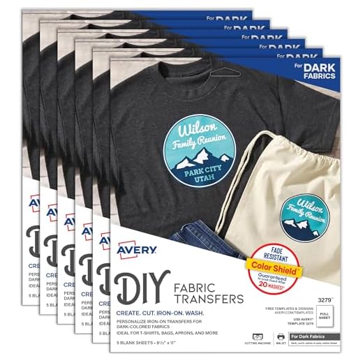 Avery Printable T-Shirt Transfers, for Use On Dark Fabrics, Inkjet, 30 Paper Transfers (3279)