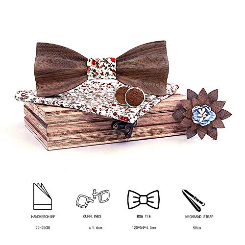 Corbata de moño de madera elegante para hombre miniatura 4