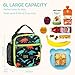 Bagseri Kids Lunch Box for Boys - Insulated Toddler Lunch Bag Fits Bento Box, Reusable Daycare Cooler Tote with Clip Handle, Water-Resistant Lining, Black Dinosaur