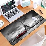 SHIVNAMI Tapis de Souris Gaming ,Image Artistique de la Tour Eiffel Paris France Vintage Car Street Sombres Nuages,Base en Caoutchouc Antidérapant Surface-pour Ordinateur et PC