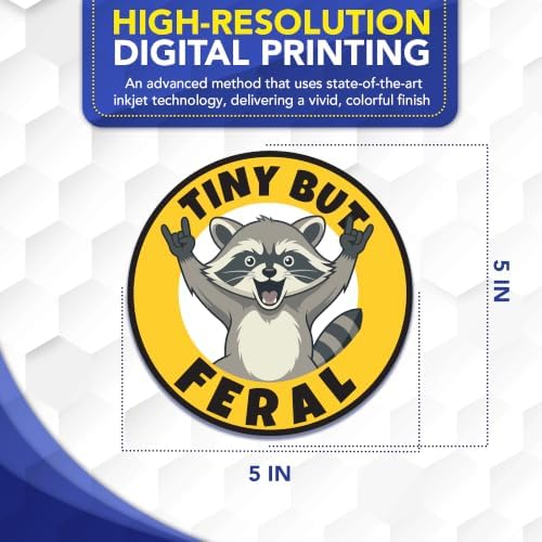 Tiny But Feral Car Magnet, 5" Round Funny Raccoon Vehicle Magnet — view 5