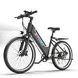 DEEPOWER 26 Zoll Elektrofahrrad, 7 Gänge, 48 V, 10 Ah, abnehmbarer Akku, Vorderradaufhängung & Autonomie von 45 km, E-Bike für Erwachsene