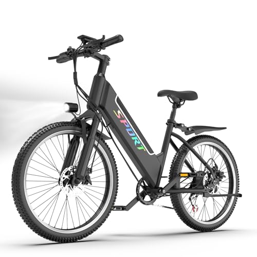 DEEPOWER 26' Bici Elettrica, 7 Velocità Bicicletta Elettrica da...