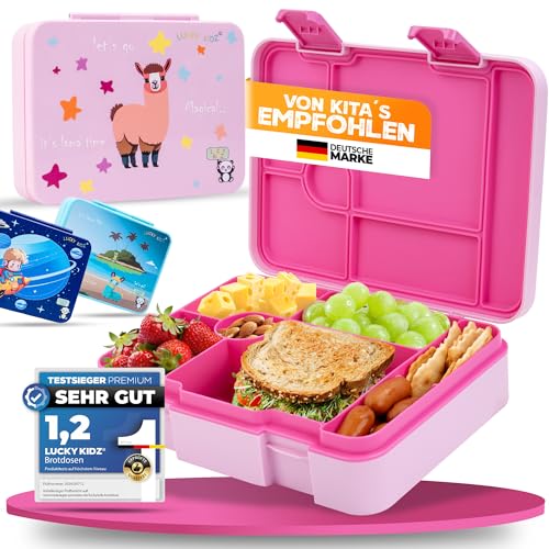 LUCKY KIDZ© Brotdose Kinder mit Fächern, Bento Box, Brotdose mit Fächern, Auslaufsicher & BPA frei, Lunchbox Kinder, Vesperbox, Jausenbox, Brotdosen, Lunch Box, Brotzeitbox, Frühstücksbox
