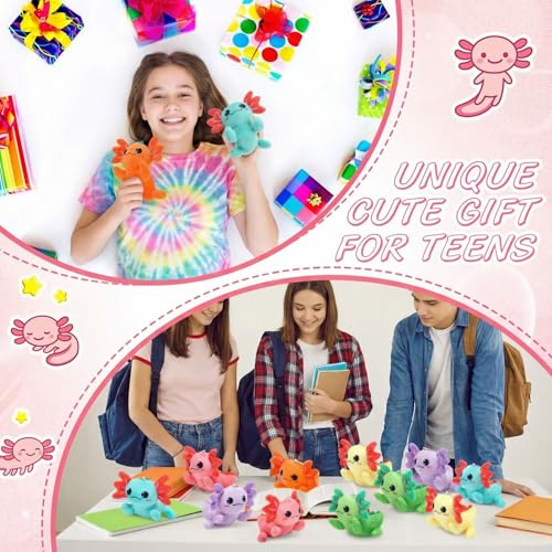 Image of WinnerWhy 20 Pcs Axolotl Plush Small Axolotl Stuffed Keychains Ornament Bulk Galentines Gifts for Birthday Party Supplies(Multicolor)