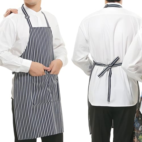 DALAETUS 2 Pcs Adjustable Unisex Bib Aprons, Black & White Striped Kitchen Aprons with Pocket, For Women, Men, Home Kitchen, Restaurant, Coffee House, Gardening - Cosy Home Interiors DALAETUS 2 Pcs Adjustable Unisex Bib Aprons, Black & White Striped Kitchen Aprons with Pocket, For Women, Men, Home Kitchen, Restaurant, Coffee House, Gardening - Image 6