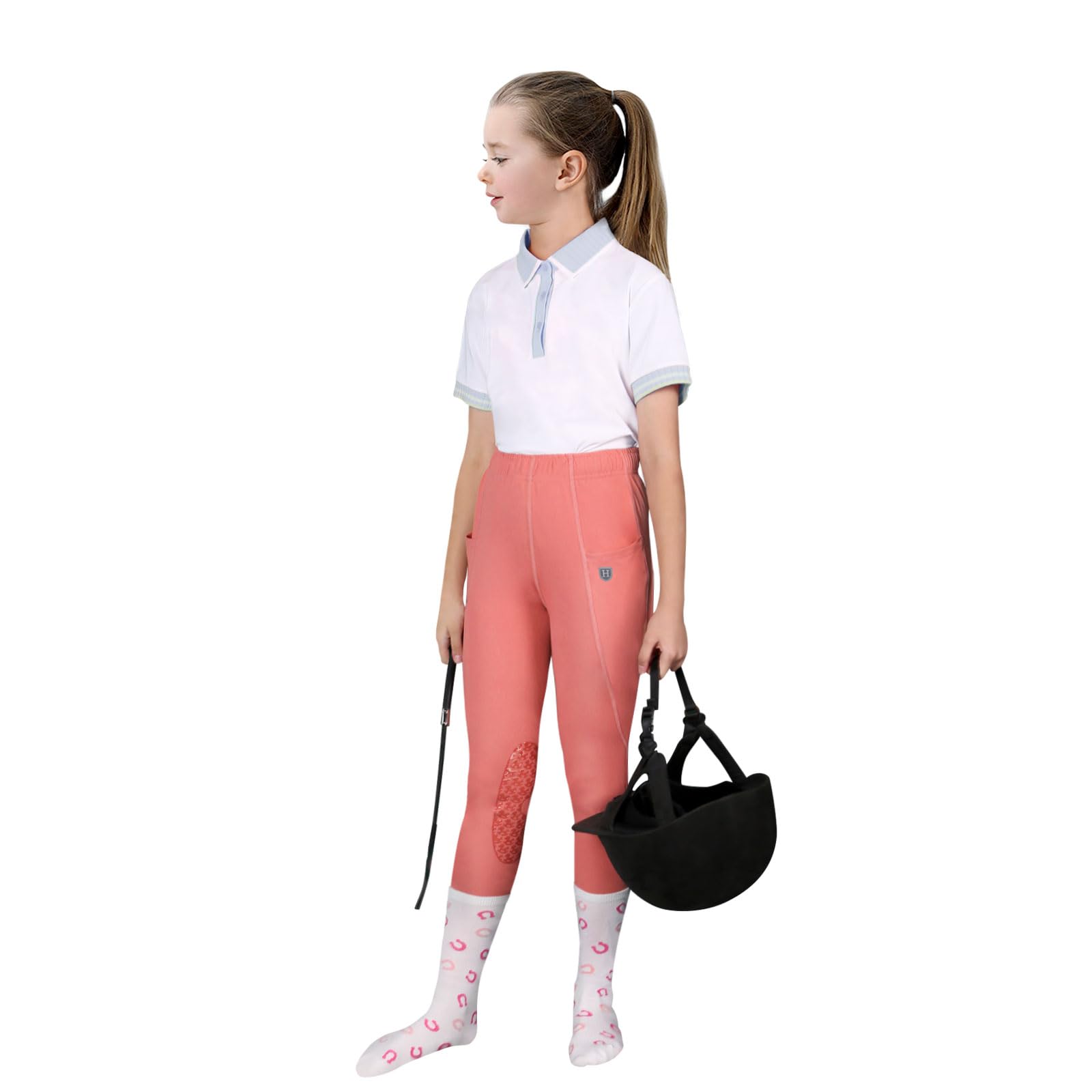 Harrison Howard Pantalones ecuestres para niñas, con parche en la rodilla, pantalones de equitación, mallas escolares