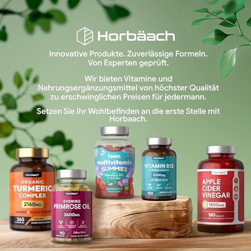 Vitamin B1 Hochdosiert 100mg Thiamin | 120 Vegane Tabletten | Ohne künstliche Zusätze | von Horbaach