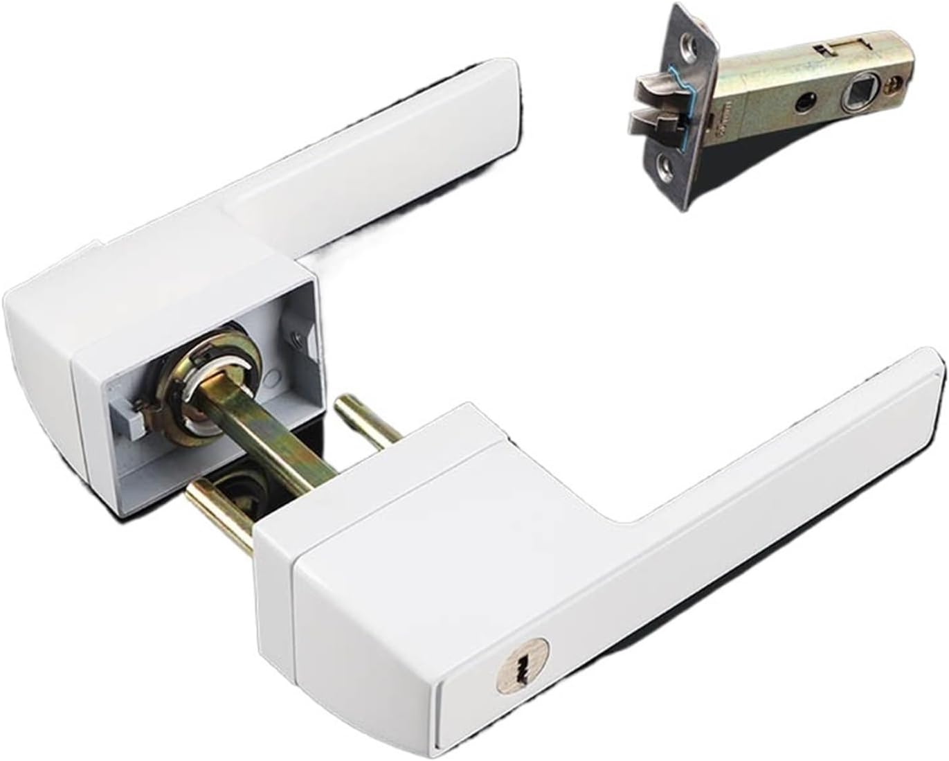 Door Lock Interior Handle Zinc Alloy Wood with Magnetic Suction Mute Room Bedroom Burglar(5 White 5Black)