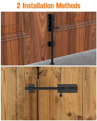 Image of 12 inch Barrel Bolt Latch, Heavy Duty Slide Bolt Gate Latch, 304 Stainless Steel Thickened Metal Gate Locks for Outdoor Fence, Shed, Wooden Gate, Barn, Patio, Courtyard (Black - 1pc)