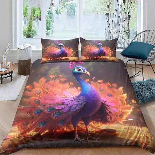 Housse de couette paon animal 3D pour créer un cocon douillet