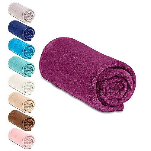 DECASATEXTIL – Manta Sofa y Cama - Microfibra con Tacto Ultra Suave - Super Caliente – 130x160 cm – Máximo Confort - Malva