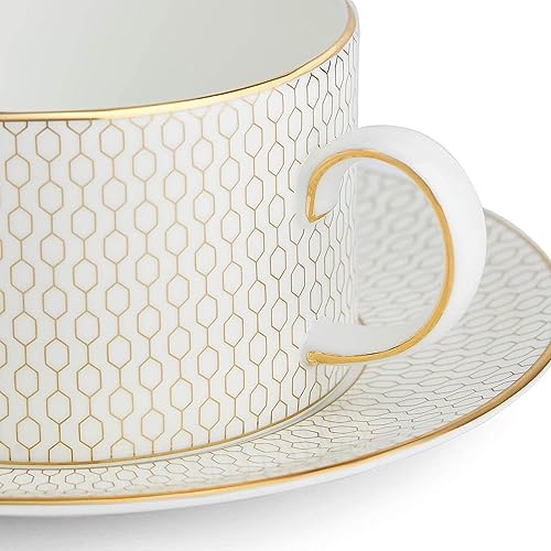 Wedgwood Gio Gold Teacup & Saucer Set #TOP1