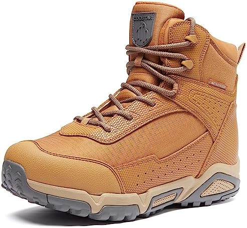 Coostar Men's Work Boots Lightweight Tactical Boots Waterproof Hinking Shoes for Men Summer Wheat US 10.5