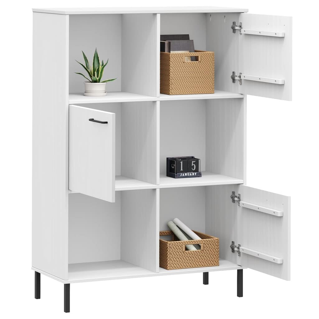 Biblioteka 6 przegródek drewno lita sosna biała 90x35x128,5 cm | Wytrzymałe metalowe nóżki, dołączony uchwyt ścienny, instrukcja montażu w zestawie, do przechowywania książek i czasopism