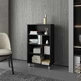 agnixnaf Bookcase 4 Tier, Black Bookshelves Storage, Modern, for HomeOffice