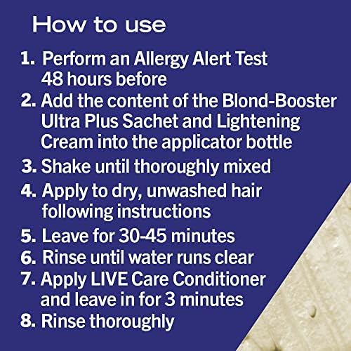 Schwarzkopf LIVE Intense Lightener, Permanent Blonde Bleach Hair Dye, With Brightening Oil Booster, Lifts Hair Up To 9 Levels, Max Blonde 00B