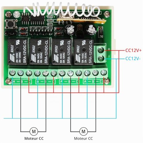 Module récepteur de relais RF 433 MHz commutateur de télécommande radio DC 12V - 5