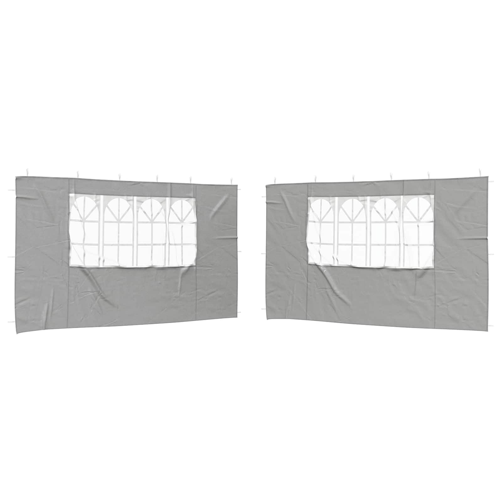 vidaXL Party Tent Sidewall 2 pcs 400 x 195 cm Light Grey PE and Steel