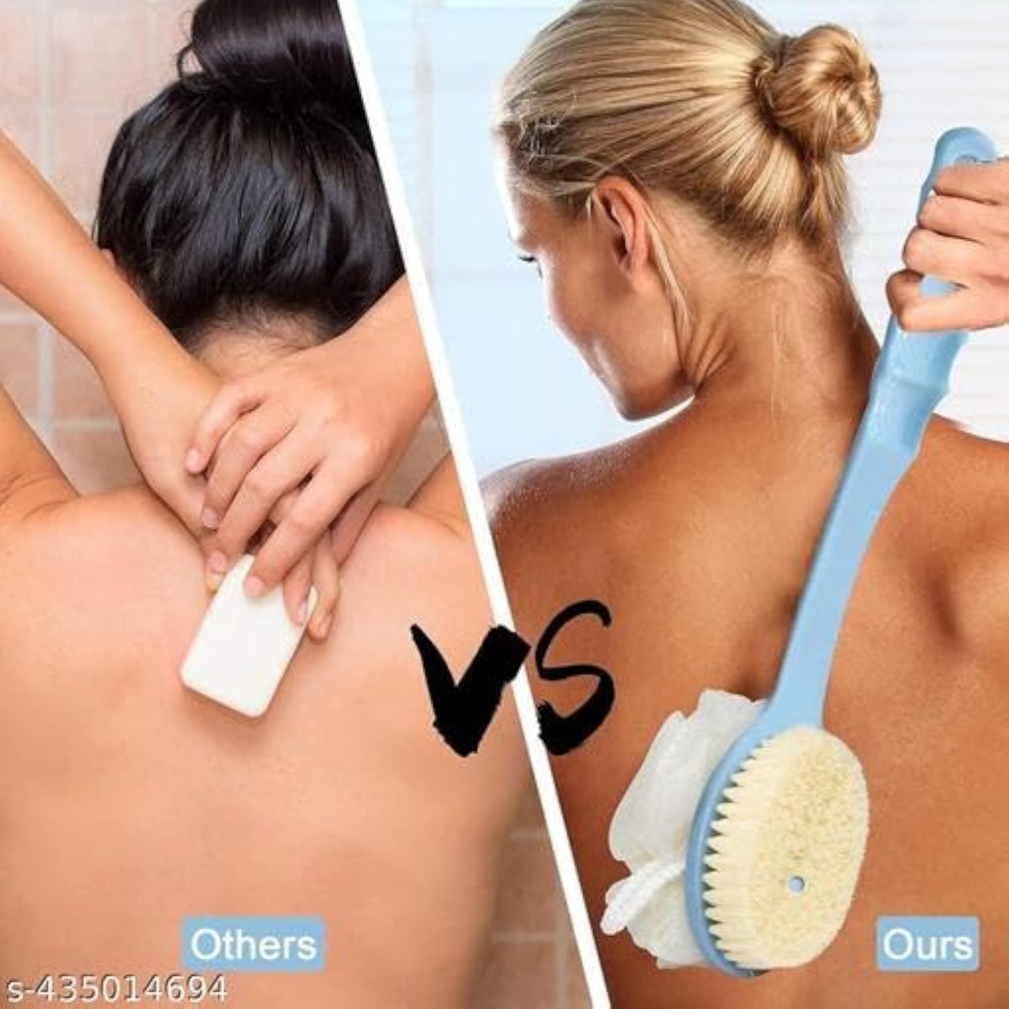 Body Bath Brush with 2-in-1 Bristles and Loofah, Long Handle
