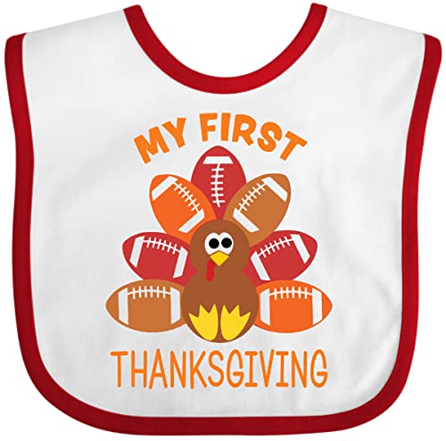 inktastic My First Thanksgiving with Football Turkey Baby Bib