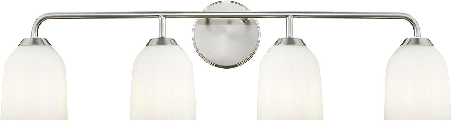 ML Lighting | Corella Collection | 23002-PN | Indoor 2 Light Vanity in Polished Nickel with Opal Shiny Glass Shade | Elegant and Versatile Design for Any Bathroom