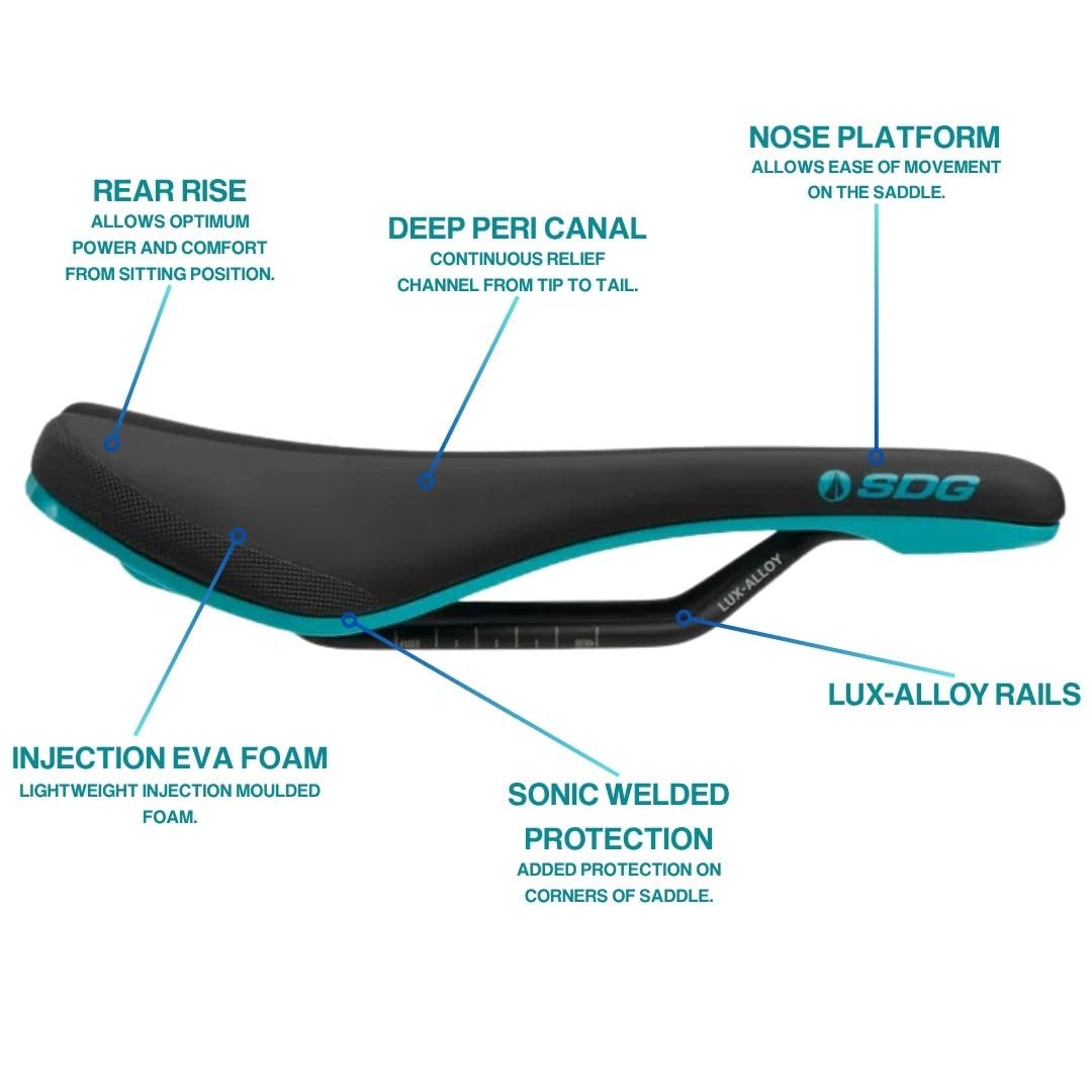 SDG Components Bel-Air V3 Lux-Alloy Mountain Bike Saddle Saddle, 260 x 140 mm, unisex, Road Gravel Bicycle Seat 236 g