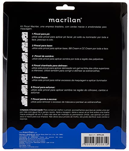 Macrilan Kit Com 7 Pincéis Para Maquiagem - Kp9-2A