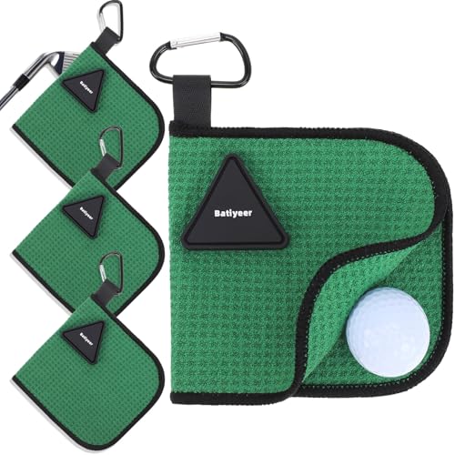 Batiyeer 3 Pack Small Golf Towels with Magnetic Clip, Dark Green