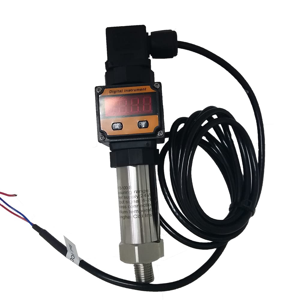 CIXIFM Pressure Transmitter 0-15 PSI 4-20ma Oil Pressure Sensor General Purpose Pressure Transmitters 1/4 NPT Connection Liquid Gas Fuel Pressure Sensor Accuracy 0.25% (Range:0~0.1Mpa/0~15PSI)