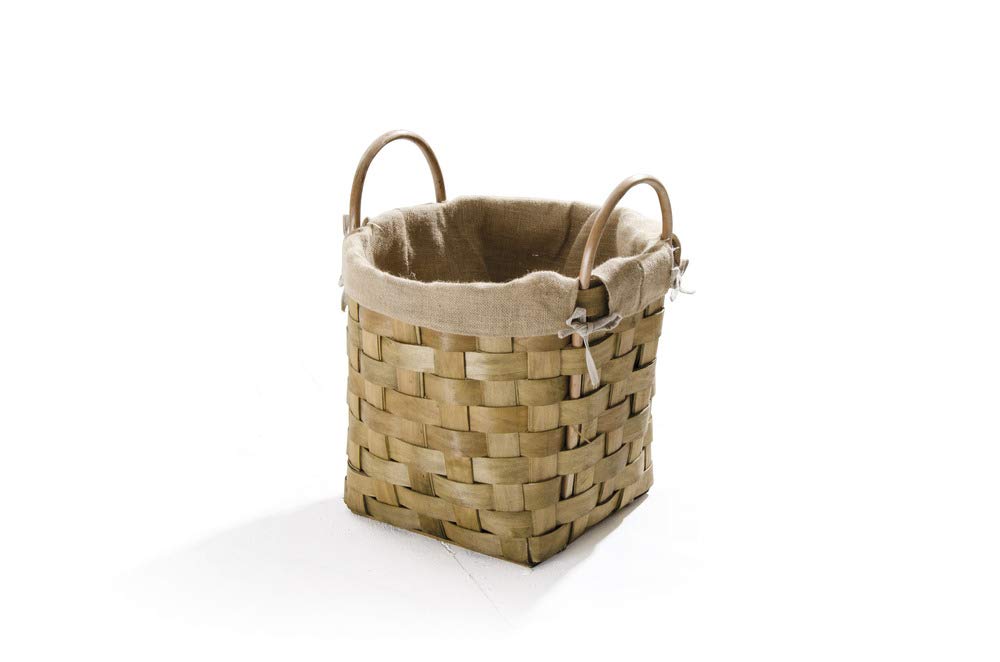 VERDELOOK | Cesta Portalegna Rotonda Intrecciata in Materiale Naturale e Interno in Juta, Diametro 45 cm, Altezza 41/55 cm, Cestino per Legna