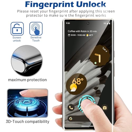 Image of [3+1 Pack] for Google Pixel 7 Pro Screen Protector, 9H Tempered Glass, Ultrasonic Fingerprint Compatible, 3D Curved, HD Clear Scratch Resistant for Google Pixel 7 Pro 5G Glass Screen Protector