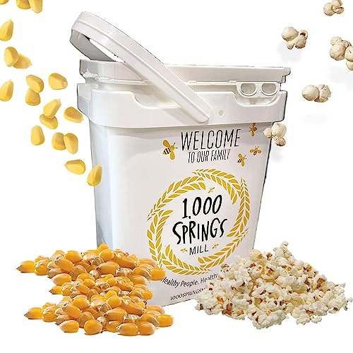 1000 SPRINGS MILL - Organic Popcorn 25lb Bulk Bucket - Healthy Snacks for Microwave or Stovetop - Bulk Dry Pop Corn Kernels - Vegan Friendly