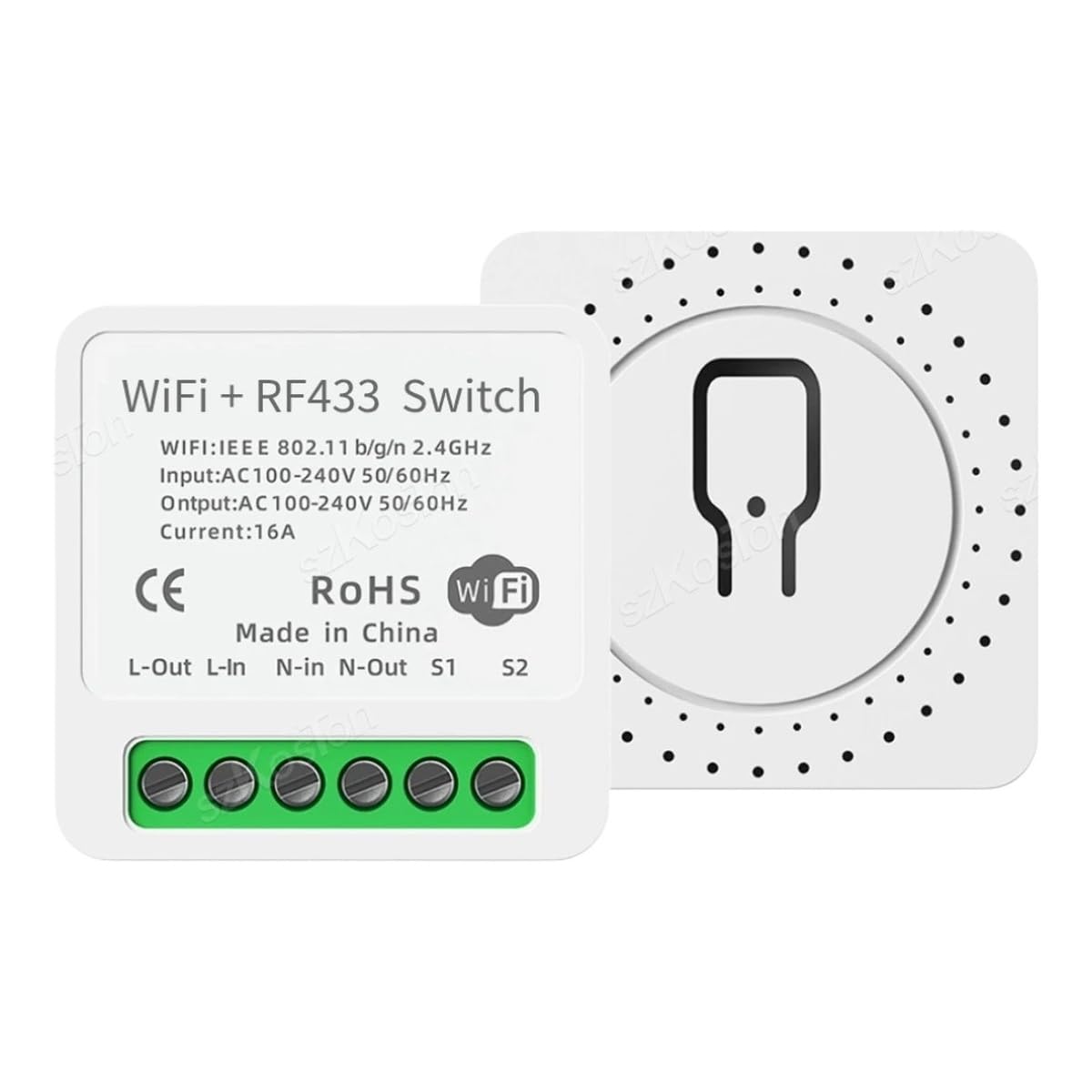 16A VViFi Mini Smairt Switch RIF433 Relay Signal Adapter DIY Smairt Home Automation Controller 2-Way Control Works with Arliexa G00glte