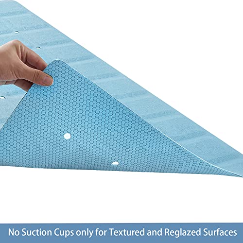 Webos Foldable Silicone Bathtub Mat: Jumbo Size Heavy Duty Safety Bath Mat For Tub Without Suction Cups Non Slip Bath & Shower Mat For Textured, Reglazed, Refinished Tub (Blue, 35.8 X 17.7) #TOP3