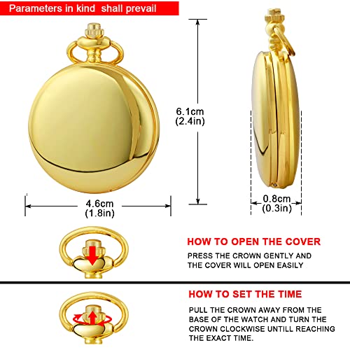 Image of Smooth Pocket Watch Alloy Steel Quartz Roman /Arabic Numerals with 37cm Chain for Father's Day Xmas Best Gifts