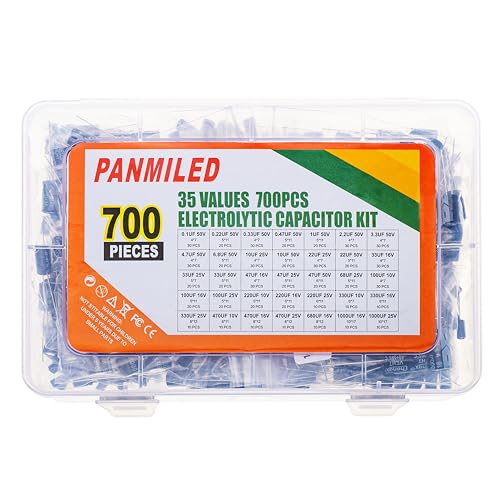 PANMILED 35 Values 700 Pieces Aluminum Electrolytic Capacitor Assortment Kit